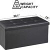 SUPER DEAL Leather Storage Ottoman Bench 30 Inches Folding Footrest with Padded Seat Large Toy Sotrage Chest Long Box for Livingroom Bedroom Entryway, 30"x15"x15", Black - Image 4