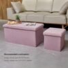 B FSOBEIIALEO Storage Ottoman Cube, Ottoman with Storage Folding Ottomans Cube Seat Toy Chest Box Storage Chest Small Ottoman Velvet Footstool 12.6"x12.6"x12.6" Pink - Image 8