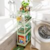 LEHOM Slim Rolling Storage Cart - 4 Tiers Bathroom Organizer Utility Cart Slide Out Storage Shelves Mobile Shelving Unit for Kitchen, Bedroom, Office, Laundry Room, Small Narrow Spaces, Green - Image 6