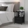 YBING Nightstands Set of 2 End Table with Fabric Drawers Night Stands for Bedroom Side Table with Storage Shelf Bedside Tables Small for Living Room College Dorm Black - Image 8