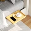 Suptek Bedside Shelf for Bunk Bed & Top Bunk, College Dorm Room Essentials, Loft Bed Accessories, Clip On Nightstand Snack Organizer, Bed Side Table Tray Storage - Original Bamboo Wood, NS001 - Image 2