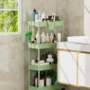 LEHOM Slim Rolling Storage Cart - 4 Tiers Bathroom Organizer Utility Cart Slide Out Storage Shelves Mobile Shelving Unit for Kitchen, Bedroom, Office, Laundry Room, Small Narrow Spaces, Green - Image 3