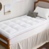 Bedsure Twin XL Mattress Topper Dorm Bedding - Twin Extra Long Thick Mattress Pad Cover with Deep Pocket Fits up to 21", Soft Pillowtop Bed Topper for Back Pain, Snow Down Alternative Fill, White - Image 2