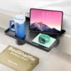 BedShelfie Bedside Shelf for Bunk Bed & Top Bunk, College Dorm Room Essentials, Clip On Nightstand, Bed Side Table Tray Organizer - Cup Holder, Black - Image 2