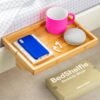 BedShelfie Bedside Shelf for Bunk Bed & Top Bunk, College Dorm Room & Loft Nightstand, Floating Bed Side Table Tray Storage - Original Natural Wood - Image 2
