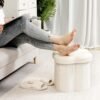B FSOBEIIALEO Storage Ottoman Cube, Flowers Shaped Ottomans with Storage Foot Stool Footrest for Lving Room, Boucle Ottoman Seat for Dorm Room,Faux Teddy Fur,White 12.6"x12.6"x12.6" - Image 6