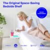 BedShelfie Bedside Shelf for Bunk Bed & Top Bunk, College Dorm Room Essentials, Loft Bed Accessories, Clip On Nightstand Snack Organizer, Floating Bed Side Table Tray Storage - White Wood Plus - Image 3