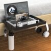 GRDNON Bedside Shelf with Phone Holder for Bed, ‎Bamboo Bed Shelf Organizer for Top Bunk, Clip on Nightstand for College Dorm Loft Bed, Bedside Shelf Tray for Kids, Built Earphones & Tablet Slot - Image 8