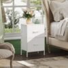 WLIVE Nightstand, Nightstand with 2 Drawers, Bedside Furniture, Night Stand, Small Dresser for Bedroom, College Dorm, End Table with Fabric Bins, Dormitory, White, Size L - Image 3