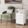 YeTom Nightstand, Bedside Table with 3 Fabric Drawers, Side Table with Open Shelf, End Table with Steel Frame,3 Drawer Dresser for Bedroom, Entryway, College Dorm, Easy Assembly, White - Image 7