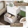 WLIVE Nightstand, Nightstand with 2 Drawers, Bedside Furniture, Night Stand, Small Dresser for Bedroom, College Dorm, End Table with Fabric Bins, Dormitory, White, Size L - Image 6