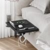 VASAGLE Bedside Shelf for Top Bunk, College Dorm Room Essentials Clip On Nightstand Bedside Storage with Phone Slot, Cup Holder, Hook, Clamps, Dormitory, Loft Accessories, Ink Black ULET301B01 - Image 3