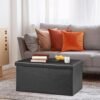 SUPER DEAL Leather Storage Ottoman Bench 30 Inches Folding Footrest with Padded Seat Large Toy Sotrage Chest Long Box for Livingroom Bedroom Entryway, 30"x15"x15", Black - Image 3
