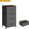 4 Drawers Dresser, Fabric Dresser Storage Tower Unit, Chest of Drawers Organizer with Foldable Fabric Bin, Wood Top and Steel Frame Dresser for Bedroom, Living Room, College Dorm. - Image 4