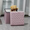 B FSOBEIIALEO Storage Ottoman Cube, Ottoman with Storage Folding Ottomans Cube Seat Toy Chest Box Storage Chest Small Ottoman Velvet Footstool 12.6"x12.6"x12.6" Pink - Image 3