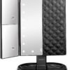 deweisn Trifold Lighted Vanity Makeup Mirror with 21 LEDs Lights,1x/2x/3x Magnification and Touch Screen Dimming,Two Power Supplies Makeup Mirror, Gift for Women - Image 2