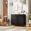 WLIVE Fabric Dresser for Bedroom, Storage Drawer Unit, Dresser TV Stand for 32 40 43 inch TV, Wide Dresser with 8 Large Deep Drawers for Office, College Dorm, Charcoal Black - Image 5