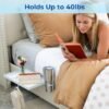 Premium Steel Bedside Shelf, Bunk Bed Shelf Organizer for Top Bunk Clip On Nightstand for College Dorm Loft Bed Bedside Shelf Tray for Kids with Cupholder, Hooks, Cable Organizer (Clamp, White) - Image 8