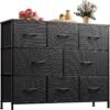 WLIVE Fabric Dresser for Bedroom, Storage Drawer Unit, Dresser TV Stand for 32 40 43 inch TV, Wide Dresser with 8 Large Deep Drawers for Office, College Dorm, Charcoal Black - Image 2