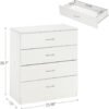 4 Drawer Dresser, White Night Stand Set 2 for Bedroom, Modern 4 Drawer Nightstand, Wood Bed Side Table/Night Stand with Drawers for Small Spaces, College Dorm, Living Room 13" D X 26" W X 29" H - Image 4