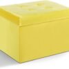 Storage Ottoman Folding Foot Stool Velvet Ottoman Foot Rest with Padded Modern Ottoman with Storage for Living Room Puppy Step Stool 17x13x11in(Yellow) - Image 2