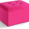 Storage Ottoman Folding Foot Stool Velvet Ottoman Foot Rest with Padded Modern Ottoman with Storage for Living Room Puppy Step Stool 17x13x11in(ROSEO) - Image 2