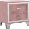 Velvet Nightstand with 2 Drawers, End Table with Storage, Small Dresser, Bedside Table Furniture, Night Stand with Metal Legs for Bedroom, Living Room, College Dorm - Pink - Image 7