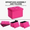 Storage Ottoman Folding Foot Stool Velvet Ottoman Foot Rest with Padded Modern Ottoman with Storage for Living Room Puppy Step Stool 17x13x11in(ROSEO) - Image 7