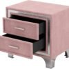 Velvet Nightstand with 2 Drawers, End Table with Storage, Small Dresser, Bedside Table Furniture, Night Stand with Metal Legs for Bedroom, Living Room, College Dorm - Pink - Image 6