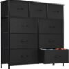 Sweetcrispy Dresser, Dresser for Bedroom, Storage Drawers, Tall Fabric Storage Tower with 9 Drawers, Chest Organizer Unit with Wooden Top for Kids Room, Closet, Entryway, Nursery - Image 2