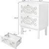 VINGLI White Nightstand, Modern Nightstand with Mirror Front Drawers, Bed Side Table/Night Stand, Wood Nightstand, Mirrored Nightstand with Drawer for Bedroom, College Dorm, Kids’ Room, Living Room - Image 3