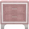 Velvet Nightstand with 2 Drawers, End Table with Storage, Small Dresser, Bedside Table Furniture, Night Stand with Metal Legs for Bedroom, Living Room, College Dorm - Pink - Image 2
