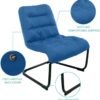 Upholstered Durable Metal Modern Chair with Soft Cushion, Blue - Ideal for Teens, Reading, Home, Living Room, Apartment, College, Bedroom, Dorm, or Accent Chair - Image 6