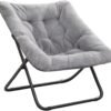 Tiita Comfy Saucer Chair, Soft Faux Fur Oversized Folding Accent Chair, Lounge Lazy Chair for Kids Teens Adults, Metal Frame Moon Chair for Bedroom, Living Room, Dorm Rooms, X-Large, Grey - Image 2