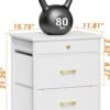 White Nightstand with 3 Drawers, Night Stand for Bedroom, Small Dresser with Fabric Bins, Leather Finish, Modern Bedside Table End Side Table for Living Room, Dorm, Closet, Nursery - Image 4