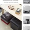 AmasSmile® Storage Ottoman Folding Foot Rest Stool with Side Pocket, 16 inch Leather Footstool Bench, Short Ottoman Bench, Storage Foot Rest Store, Books, Records Support 330 lbs, Grey - Image 7