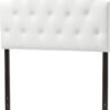 Baxton Studio Morris Modern and Contemporary White Faux Leather Upholstered Button-Tufted Scalloped Twin Size Headboard - Image 3