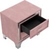 Velvet Nightstand with 2 Drawers, End Table with Storage, Small Dresser, Bedside Table Furniture, Night Stand with Metal Legs for Bedroom, Living Room, College Dorm - Pink - Image 8