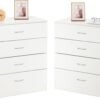 4 Drawer Dresser, White Night Stand Set 2 for Bedroom, Modern 4 Drawer Nightstand, Wood Bed Side Table/Night Stand with Drawers for Small Spaces, College Dorm, Living Room 13" D X 26" W X 29" H - Image 2