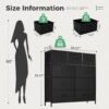 ANTONIA Dresser for Bedroom with 9 Fabric Drawers, Tall Chest Organizer Units for Clothing, Closet, Kidsroom, Storage Tower with Cabinet, Metal Frame, Wooden Top, Lightweight Nursery Furniture, Black - Image 4