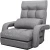 WAYTRIM Indoor Chaise Lounge Folding Sofa Bed, 6-Position Padded Lounger With Armrests and Pillow - Gray - Image 8