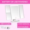 Trifold Vanity Mirror with Lights | LED Makeup Mirror with Lights and Touch Screen Dimming - 1x 2x 3x Magnification - Portable Lighted Makeup Mirror | Great Vanity Mirror with Lights - Image 7