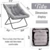 Tiita Comfy Saucer Chair, Soft Faux Fur Oversized Folding Accent Chair, Lounge Lazy Chair for Kids Teens Adults, Metal Frame Moon Chair for Bedroom, Living Room, Dorm Rooms, X-Large, Grey - Image 4