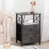 AMHANCIBLE Night Stand Set 2, Nightstand with Charging Station, End Tables Living Room with USB Ports and Outlets, Bedside Tables with Fabric Drawers for Bedroom, Dark Grey HET05XDG - Image 5
