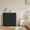 ANTONIA Dresser for Bedroom with 9 Fabric Drawers, Tall Chest Organizer Units for Clothing, Closet, Kidsroom, Storage Tower with Cabinet, Metal Frame, Wooden Top, Lightweight Nursery Furniture, Black - Image 3
