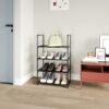 Upgrade Stackable Small Shoe Rack, 4-Tier Shoe Shelf Storage Organizer with Handle for Entryway, Hallway and Closet (Black) - Image 4