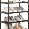 Upgrade Stackable Small Shoe Rack, 4-Tier Shoe Shelf Storage Organizer with Handle for Entryway, Hallway and Closet (Black) - Image 2
