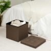 B FSOBEIIALEO Storage Ottoman Cube, Toy Chest Folding Footrest for Living Room Seat, 12.6"X12.6"X12.6" (Linen Brown) - Image 5