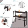Vintage Metal and Wooden 2-Tier 29.5 INCH Length Desktop Shelves, Computer Desk Bookshelf, Office Supplies Desk Organizer Display Rack, Brown - Image 6