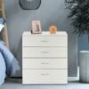 4 Drawer Dresser, White Night Stand Set 2 for Bedroom, Modern 4 Drawer Nightstand, Wood Bed Side Table/Night Stand with Drawers for Small Spaces, College Dorm, Living Room 13" D X 26" W X 29" H - Image 3